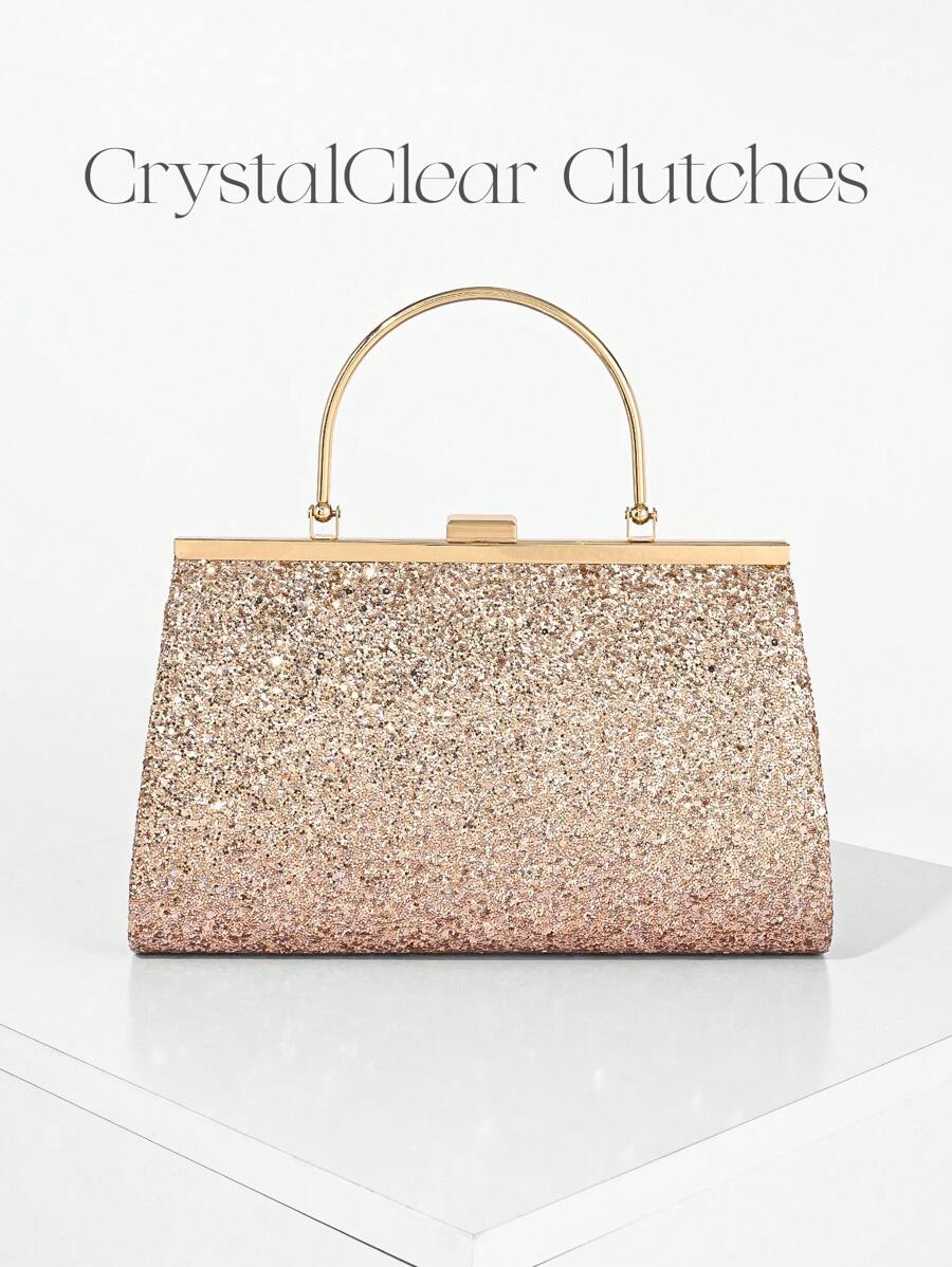 闪粉手提包，迷人优雅，精致低调奢华，闪粉闪耀奢华晚宴包，手拿包，女士水钻手拿包，适合派对女孩、女士、新娘。派对、婚礼、舞会、晚宴/宴会的完美之选，搭配婚纱、女士礼服、舞会礼服、生日礼服的完美之选。 - 香檳色 - 查看 1