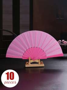 纯色多色平板舞蹈折扇手持扇夏季扇子，西班牙纯色扇子表演道具扇，适合日常居家使用，适合参加庆祝活动 - 黑色 - 查看 25