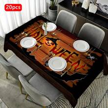 1/20pcs Scary Halloween Tablecloth, Scary Black Bat, Orange Pumpkin Pattern Tablecloth, Rectangle Tablecloth, Halloween Decoration, Suitable For Party Decoration, Home Kitchen Table, Indoor/Outdoor Use, Home Decoration