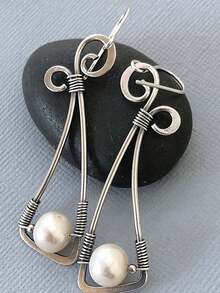 1 paire de boucles d'oreilles vintage en argent avec améthyste violette et perle, style bohème, pour femmes - Multicolore - Voir 2
