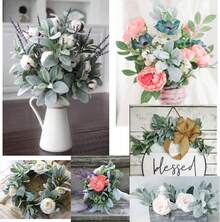 Lambs Ear Stems  Artificial Flocked Lambs Ear Leaves Faux Greenery Stems For DIY Garlands Wreath Wedding Bouquet Centerpiece Home Decoration - 綠色 - 查看 5