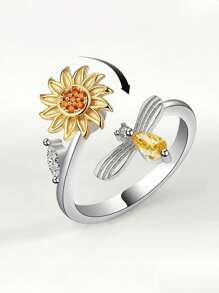 1 Stück modischer drehbarer Stern, Mond, Sonnenblume, Totem, Windmühlen Design Ring, unisex personalisierter doppellagiger Drehring