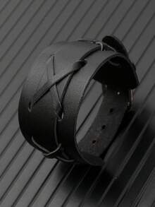 1 件真皮手链男士袖口手链可调节腕带复古手链珠宝礼物