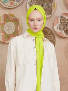 1件装女士加大码针织头巾，柔软纯色优质棉质针织发带，适合穆斯林日常佩戴，斋月和开斋节期间也可佩戴。