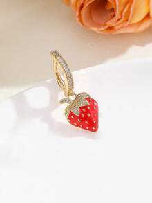 1 件简约乡村风格草莓可爱吊坠肚脐环，性感穿孔首饰，适合女性日常佩戴 - 金黃色 - 查看 9