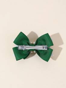 2 件国庆节绿色珍珠蝴蝶结发夹，可爱女孩发夹适合派对和日常生活 - 綠色 - 查看 7