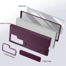 VIETAO Fashionable Camera Grip Phone Case, Compatible With Samsung Galaxy Z Fold 4/5/6/7, Portable Wrist Strap Phone Cover, Waterproof Shockproof Anti-Fall Anti-Scratch - Burgundy - View 6