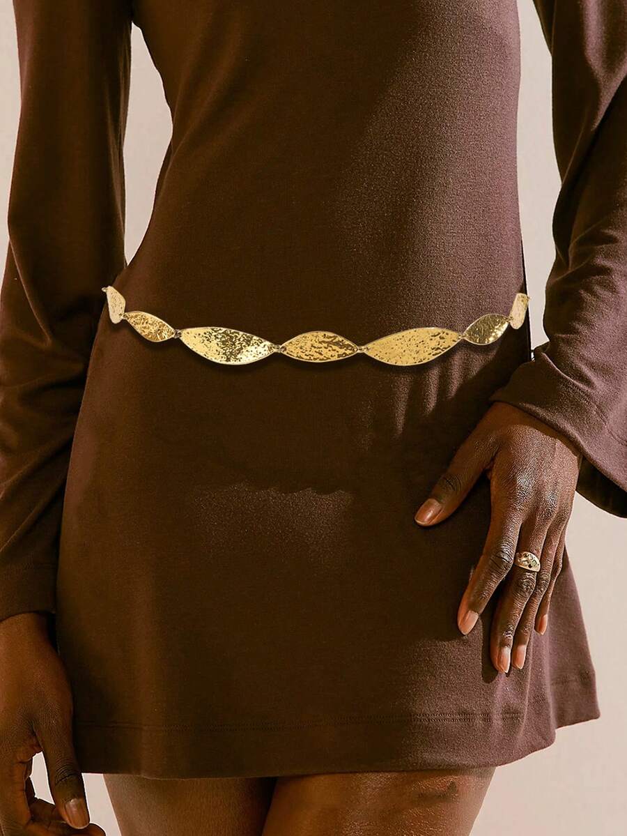 1 peça/2 peças Corrente de Cintura Feminina Personalizada Assimétrica com Placa de Metal, Disponível em 3 Tamanhos: 90cm/110cm/120cm, Decoração de Rua Vintage Adequada para Vestidos de Verão, Outono, Volta às Aulas, Inverno, Halloween, Natal, Decoração de Ano Novo, Presente - Borboleta - Visão 1