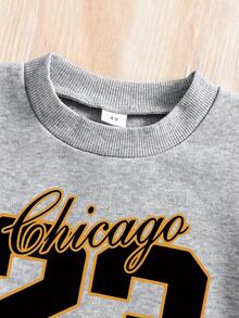 幼儿字母印花保暖圆领卫衣和裤子套装