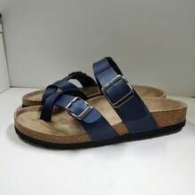 Unisex Casual Slippers, Indoor Home Shoes, Outdoor Versatile Shoes, Cross Toe Thong Sandals, Beach Shoes, Couple Flip Flops - Blue - View 4