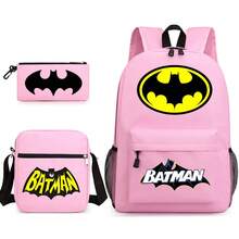 Warner Bros 3pcs/Set WB Batman Backpack Set, Casual Backpack, Collegiate Style Fashion Student Backpack, Printed Large Capacity Outdoor Backpack, Cute Cartoon Backpack, Back To School, Halloween, Christmas Gift - Multicolor - View 15