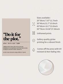 1pc Unframed Dictionary Definition Print | Digital Download | Minimalist Wall Art | "For The Plot" Themed Girl's Room Decor | Dorm Poster - Multicolor - View 8
