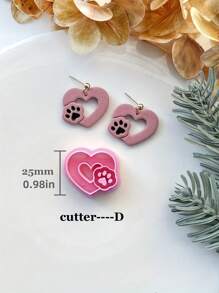 Animal Polymer Clay Cutters, Dog Paw Love Clay Earring Cutter For Polymer Clay Jewelry Making, Polymer Clay Stud Earring Stamp Making Tool, Clay Jewelry Making Kit, Clay Earring Molds, Made By PLA, DIY Earring Gift - Pink - View 17