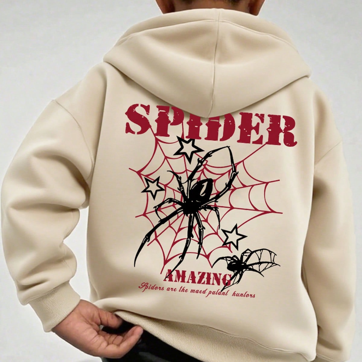 Sudadera con capucha de manga larga y estampado de araña casual para adolescentes, ropa de estudiante para otoño/invierno