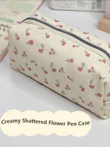 حقيبة قلم صغيرة بطبعة زهور بسيطة ، حقيبة تخزين قرطاسية جذابة وطازجة للغاية، حقيبة تخزين فرشاة مكياج، حقيبة تخزين مستحضرات تجميل صغيرة للحمل معك، إغلاق زلاجي، قوية وصغيرة ومريحة، سهلة الحمل، مناسبة للتنقل إلى العمل وإجراء الرحلات التجارية والسفر،علبة أقلام، حقيبة أقلام، حقيبة مدرسية ، مستلزمات مدرسية،عودة إلى المدرسة