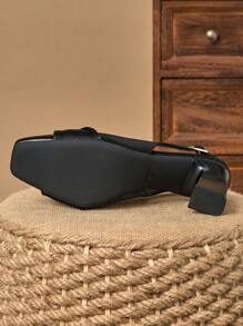 1 Pair Women's Closed Toe Sandals, New Summer Shallow Fairy Style Backless High Heel Shoes