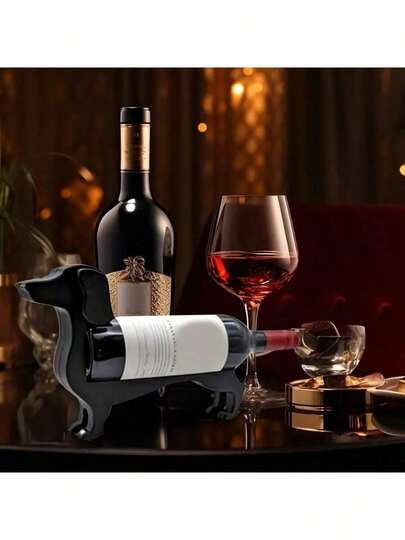 1pcs Plastic Wine Bottle Holder - Sausage Dog Shape, Durable ABS Display Rack, Perfect Home Decor Gift