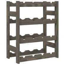 Portabottiglie da 16 bottiglie Larryhot in legno di pino massiccio grigio, bello e pratico, ideale per riporre e decorare la casa. - Grigio - Visualizzare 2