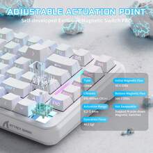 ATTACK SHARK X82PRO HE Wireless RGB Mechanical Gaming Keyboard With Rapid Trigger, Actuation Adjustment, Hall Effect Magnetic Switch, 8K Polling Rate, 2.4G/Bluetooth/USB-C, 5000mAh Battery For PC/Win (Anime White) - 白色等高線 - 查看 4
