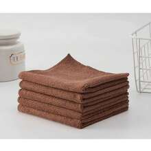 超吸水超细纤维清洁布 - 5/10 件，不起毛且耐用，适用于厨房、洗车和家庭使用 12 英寸 X 12 英寸 - 棕色 - 查看 11