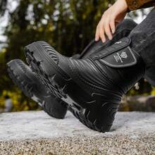 Męskie zimowe buty śniegowe, wodoodporne, grube buty śniegowe z podszewką z polaru, antypoślizgowe i odporne na zimno, zimowe buty męskie w dużych rozmiarach, buty outdoorowe, zimowe buty studenckie, czarne, uniwersalne, termiczne buty sportowe na świeżym powietrzu