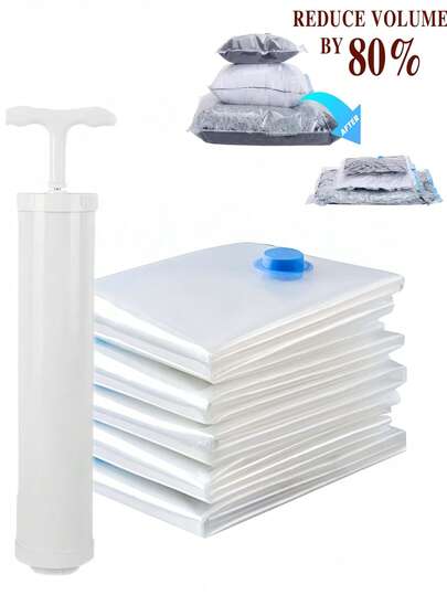 10 Package Reusable Storage Bag, Travel Vacuum Receive Bag, Vacuum Bags, Clothes, Save A Space Duffel Bag Move Blankets, Bedding, Bags (Including Hand Pump) Receive Travel Supplies At Home