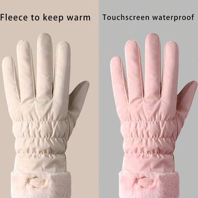 1 đôi găng tay mùa đông ấm áp dành cho nữ, có lớp lót, chống thấm nước, chống gió, găng tay đi xe máy cảm ứng, hàng mới năm 2025.
