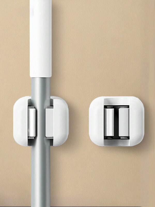 1pc/2pcs/3pcs/4pcs No Drill Mop Holder Suction Cup Mop Rack Wall Mount Mop Hook Broom Holder Storage Rack Clip