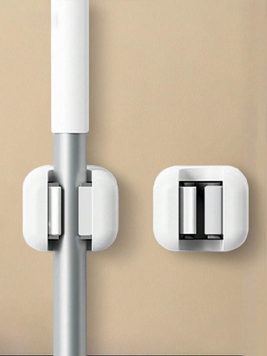 1 buc/2 buc/3 buc/4 buc suport pentru mop fără burghiu, ventuză, raft pentru mop, montare pe perete, cârlig pentru mop, suport pentru mătură, raft de depozitare, clemă - alb - Vizualizare 1