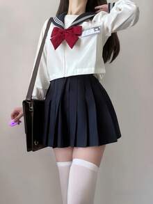 1pc Classic Japanese School Sailor Uniform, Suitable For Cute & Sweet Girls For Photo Shoots/Cosplay, Anime/Manga Characters, Convention Events, Or School-Themed Parties ,Halloween Costume - 彩色 - 查看 1