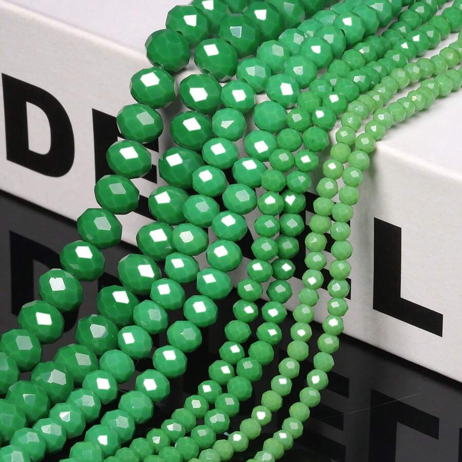 1 Chuỗi hạt thủy tinh xanh 3-8mm dùng làm vòng tay, hạt pha lê Áo nhiều màu cắt cạnh tròn rời dùng làm đồ trang sức, vòng tay tự làm