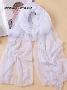 1 lenço longo de cor sólida, hijab muçulmano, adequado para passeios diários, viagens de férias, entretenimento na praia, proteção solar, casual, festa, deslocamento, férias, lavagem do rosto, maquiagem, combinação de roupas de verão, acessórios de cabelo de verão, lenço de cabeça de verão - Branco - Ver 4