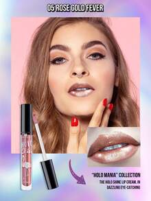 MISSLYN-HOLO SHINE Lip Gloss, Long-Lasting Shimmer, Sparkling Diamond Luster, Branded Makeup, Face Painting Cosmetics, Suitable For Women And Girls, Perfect For Winter, Y2K Style, Fashion , Suitable For Birthday, Valentine's Day, Party, New Year And Other Occasions, Best Gift Choice, Vegan And Cruelty-Free - 05 SỐT VÀNG HỒNG - Xem 4