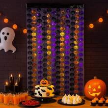 1PC Party Decoration Horror Rain Curtain Decoration Halloween Decoration Plastic Pumpkin Face Decor For Horror Theme Party Photo Home Decor Room Decor
