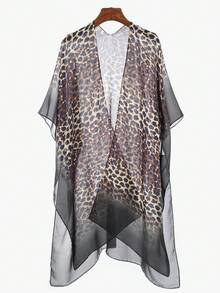 1 chiếc Kimono dài bằng vải voan họa tiết da báo cổ điển thanh lịch dành cho nữ, áo choàng đi biển thời trang xuân/hè, khăn choàng chống nắng cho đầm - Nhiều màu - Xem 7