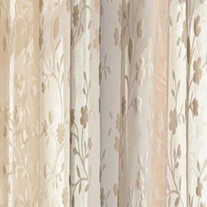 1 pièce Rideau voile blanc français à motif floral gaufré, avec passants pour tringle, léger , convient à diverses occasions de décoration, rehaussé de pompons jaunes - polyester doux et léger, facile d'entretien, pour la cuisine, les armoires, les portes et la décoration de fenêtre de style ferme