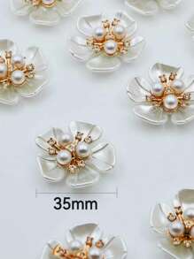 10/5 piezas Clips para el cabello con flores de perlas, cristales de strass y cristales brillantes - Accesorios decorativos de costura hechos a mano