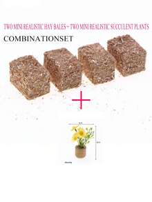 2 Peças/Conjunto Mini Fardo de Palha Acessórios para Casas de Bonecas, Decoração Realista de Cenário de Celeiro e Terra do Campo para Modelo em Miniatura de Bonecas Articuladas (BJD) - Multicolorido - Visão 6