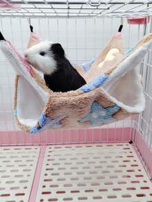 1pc Star Pattern Double-layer Plush Hanging Pet Bed & Sleeping Bag For Small Pets, Suitable For All Seasons