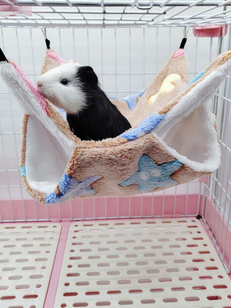 1pc Star Pattern Double-layer Plush Hanging Pet Bed & Sleeping Bag For Small Pets, Suitable For All Seasons