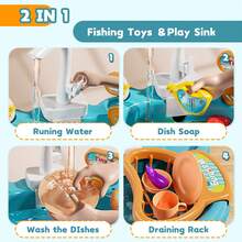 Kids Water Play Table With Fishing Game Slide And Accessories - Multicolor - View 7