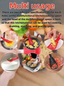 1/2/3pcs 7-In-1 Multifunctional Kitchen Tool Set - Garlic Press, Egg Separator & Whisk, Potato Masher With Strainer & Spatula | Space-Saving Cooking Utensils, Suitable For Baking, Salad Prep (Dishwasher )