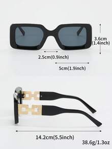 2pcs Classic Square Plastic Frame Fashion Glasses Set Rectangular Shape Shades - Grey - View 4