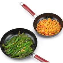 Frying Pan Set 3 Piece – 20/24/26cm Non-Stick Marble Coating – Induction Compatible Skillets – Black Marble, Cool-Touch Wooden Handle – Scratch Resistant, Dishwasher Friendly – Even Heating Aluminum Cookware - Black - View 5