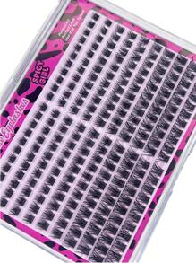 全新 220 簇 3D 蓬松 180D 混合柔软缎带分段假睫毛延长 DIY 单簇睫毛延长睫毛适合初学者、角色扮演、派对、约会 - 黑色 - 查看 5