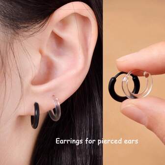1 Pair Minimalist Small Resin Clip-On Earrings, Suitable For Daily Wear