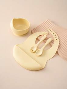 PopLittleOne 4 bucăți vesela din silicon pentru bebeluși, ajustare în 6 viteze, cu aspirație, bol anti-alunecare, lingură de antrenament, furculiță, set de cină contrastant de culoare - Multicolor - Vizualizare 23