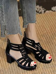 Women Heeled Sandals - Black - View 4