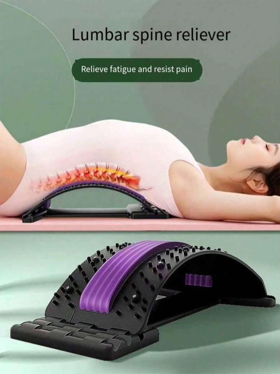 1 件瑜伽/普拉提腰部支撑伸展板，PP/NBR 按摩背部缓解器带磁铁，健身锻炼背部开启器一个腰椎放松拉伸器按摩器，颈部和背部支撑拉伸器，顶级腰部拉伸工具，用于锻炼和健身