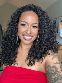 Jerry Curly Half Wig Human Hair 200 Density 3 In 1 Seamless Flip Over Half Wigs Human Hair Glueless Wear And Go Beginner Friendly Kinky Curly Wig Human Hair Drawstring Headband Wig For Women 20 Inch - Natural Black - 查看 3